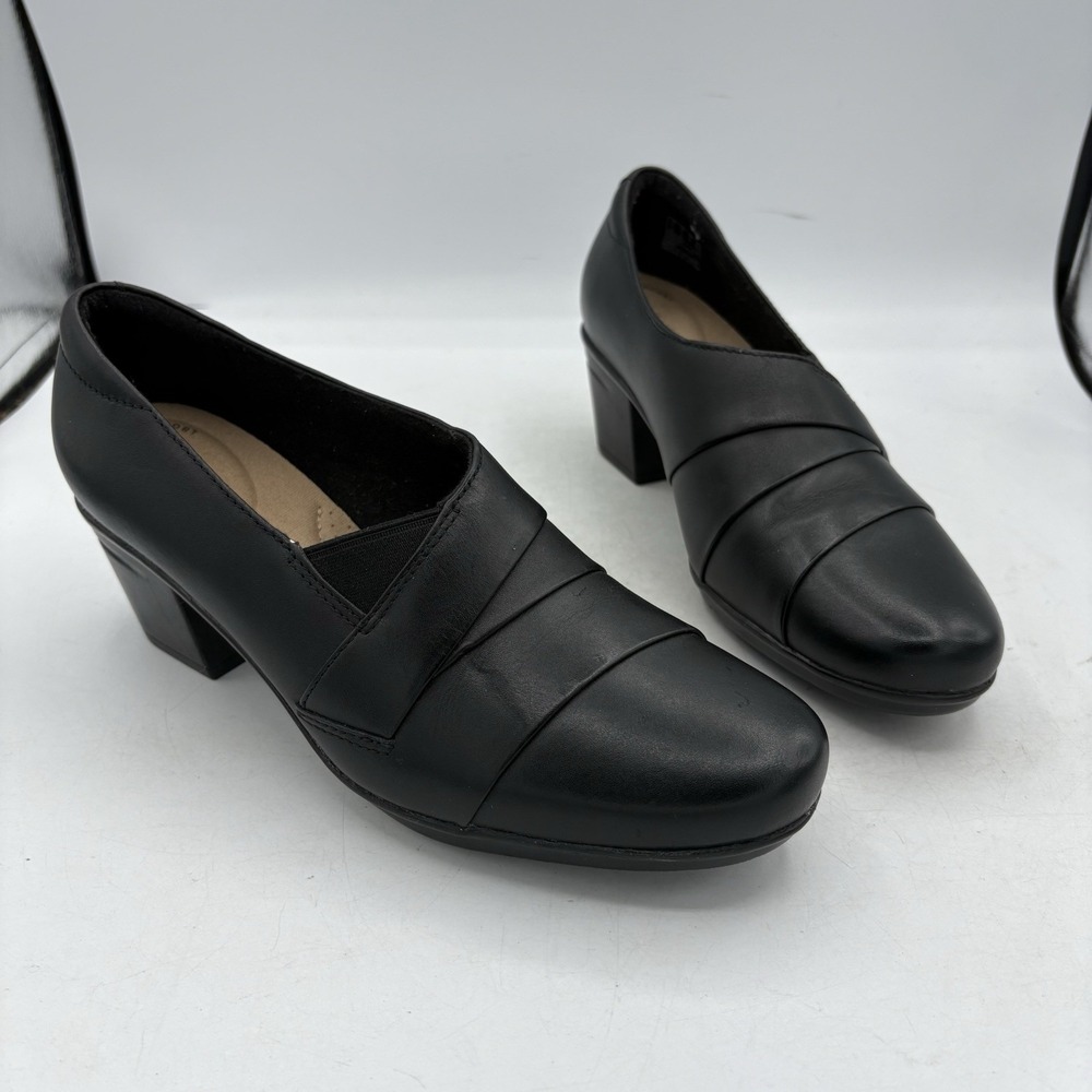 Clarks Collection Shoes Womens Size 7.5 M Dress Loafer Emslie Warbler Black